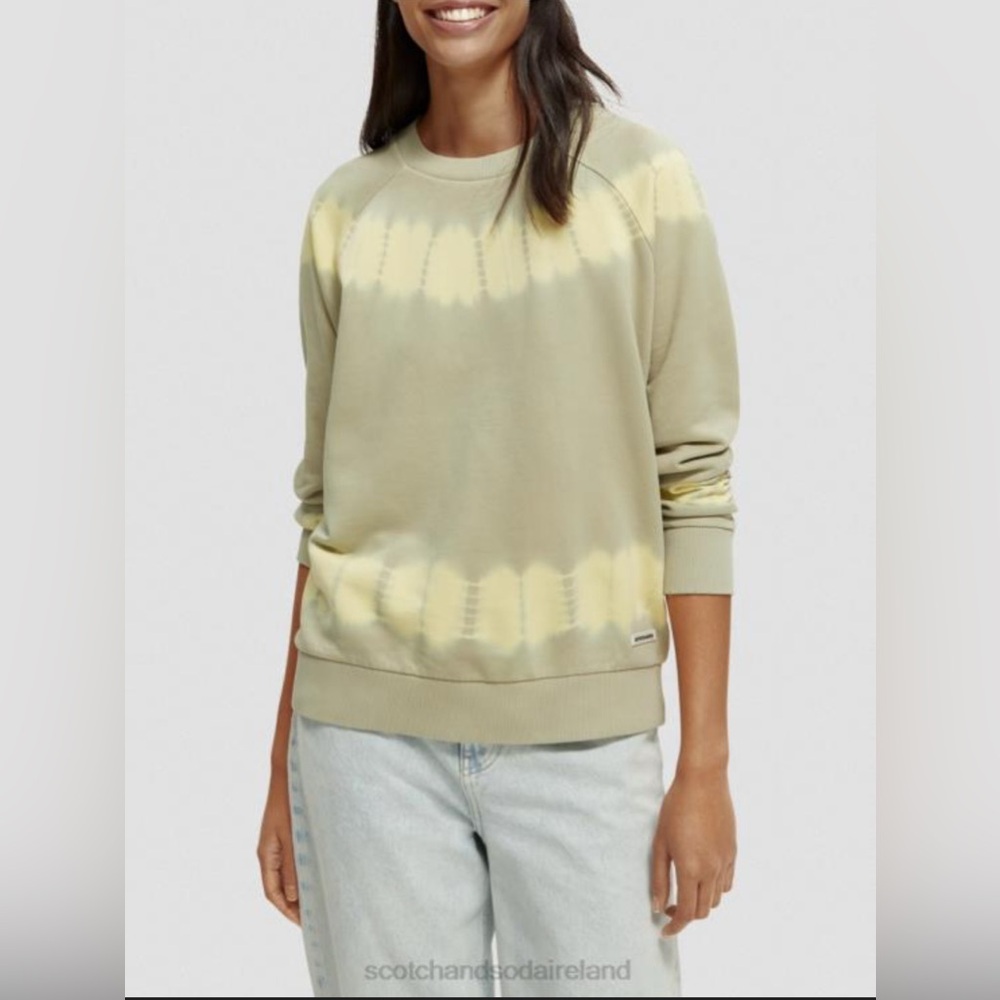 NWOT Unisex Scotch & Soda Beige and Cream Tie-Dye Crewneck Sweater Size S